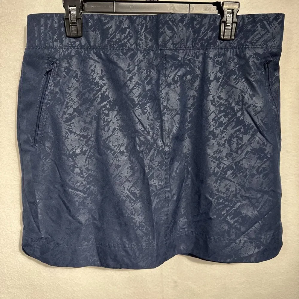 Orvis Skort Women XLarge Navy Blue Abstract Print Active Hiking Athletic Skort